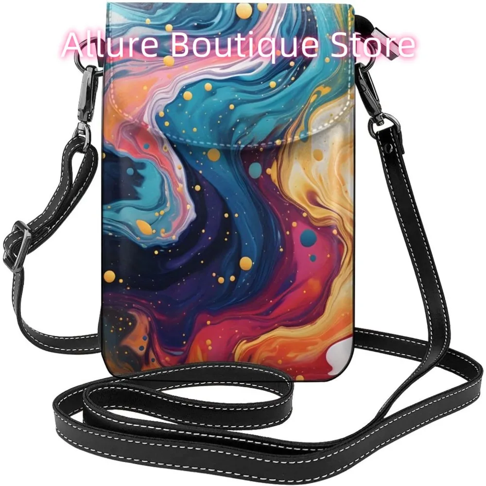 

Cartoon Funny Watercolor Crossbody Bag for Women PU Leather Small Travel Cell Phone Pouch Lightweight Mini Phone Purse Wallet Cr