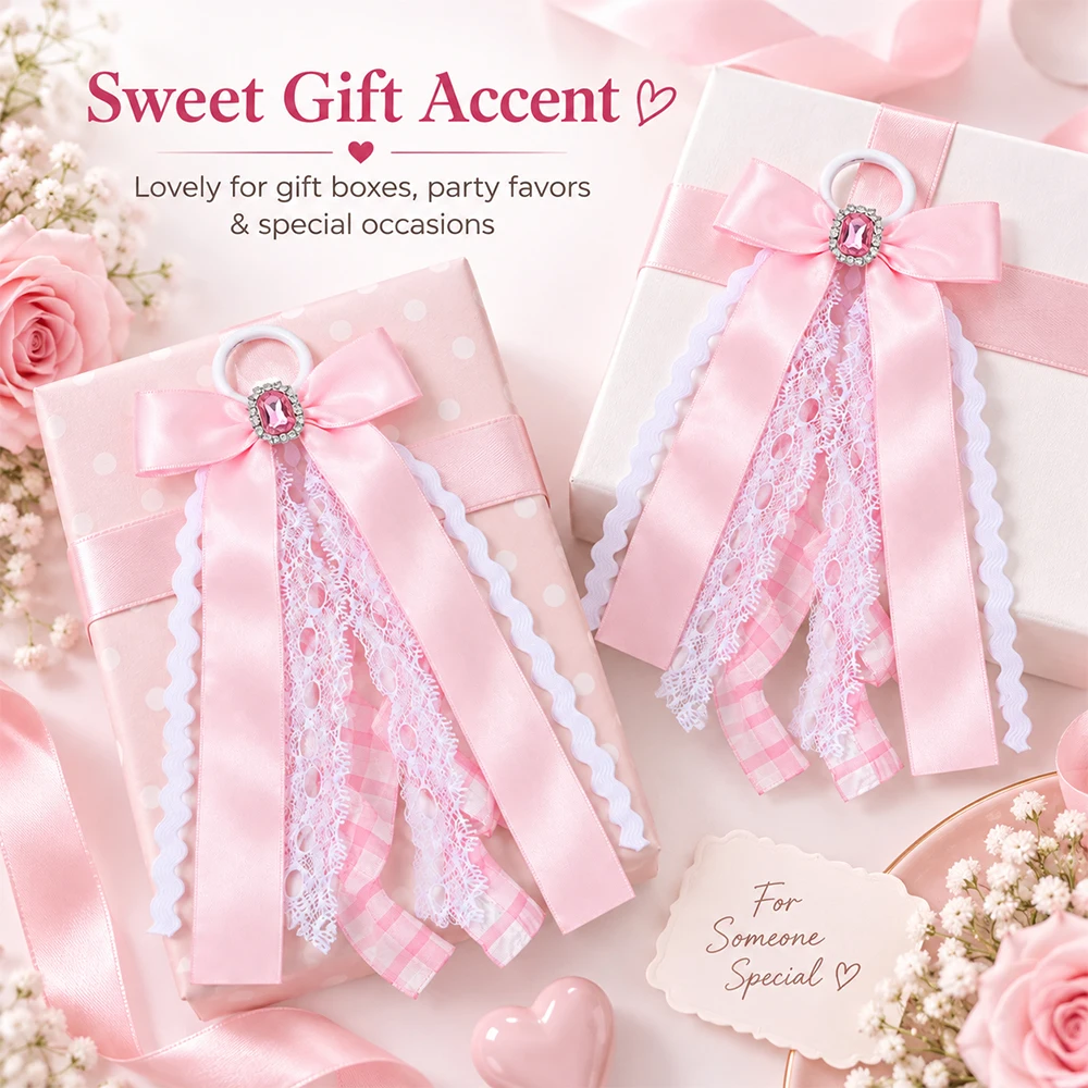 Boot Bows for Cowgirl Boots Country Concert Martin 2 Pcs Lacey Plaid Ribbon Bows Charms Western Accessories for Women
