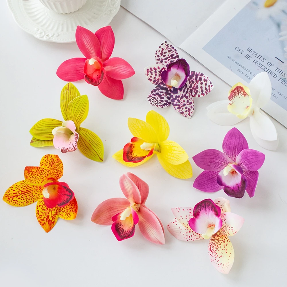 10/30 Uds. Flores artificiales orquídeas de seda centro de mesa para habitación del hogar festivo jardín al aire libre patio boda ramo de novia decoración de regalo