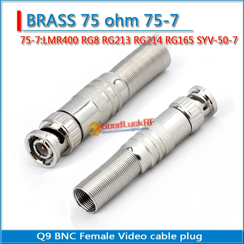 

75ohm Q9 BNC Male SDI Ｗelding American style Video RF Connector Socket LMR400 RG8 RG213 RG214 RG165 SYV75-7 Surveillance camera