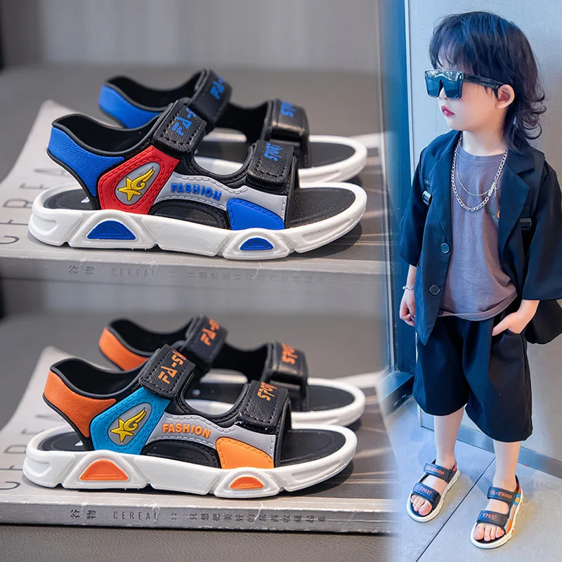 Summer sports new slippers sweet princess children's soft soled children's shoes cute purple men's and women's Velcro sandals