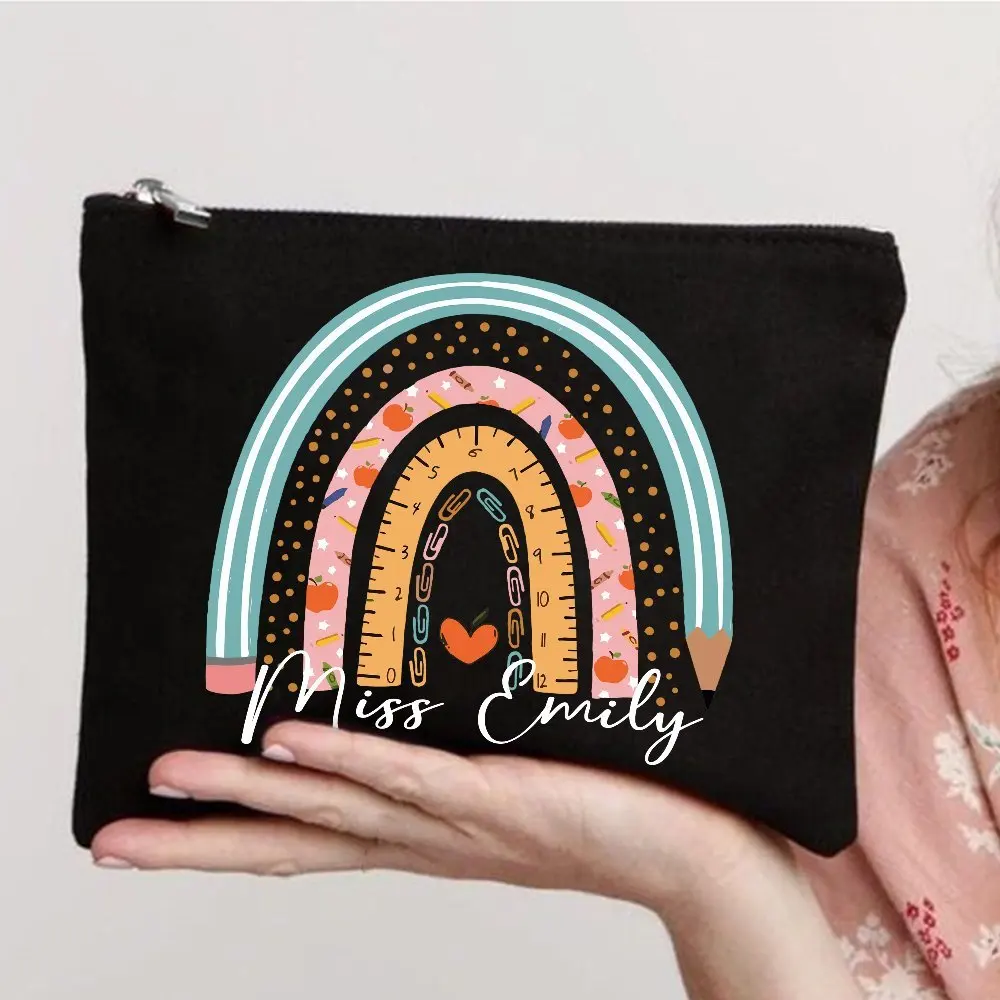 Bohemian Rainbow Customizable Teacher Makeup Bag Teacher Appreciation Gift Boho Rainbow Makeup Bag Teachers Gifts for Women Gift