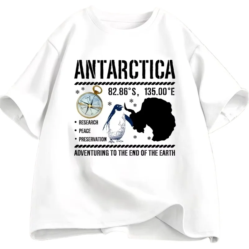 

Antarctica T Shirt South Pole T-Shirt Funny Cute Penguin Tshirt Casual Short Sleeve Round Neck Graphic T Shirts Clothes