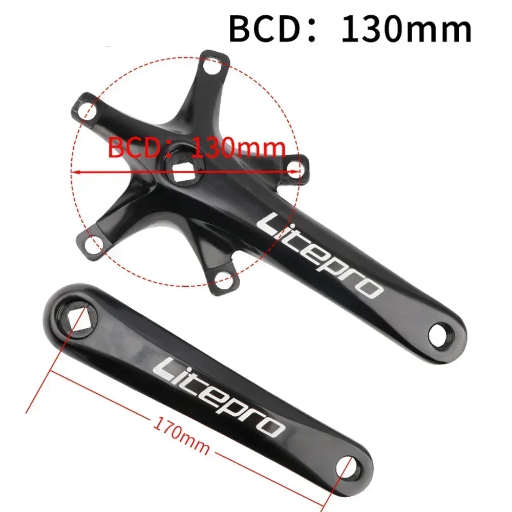 Litepro Square Connecting Rods Crankset 130 BCD Chainring 45T 47T 53T 56T 58T Bicycle Crank and Chainwheel for Gravel Road Bike