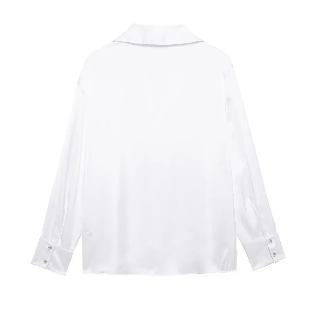 Willshela Women Fashion White Blouse Lapel Neck Long Sleeves Casual Female Chic Lady Shirts