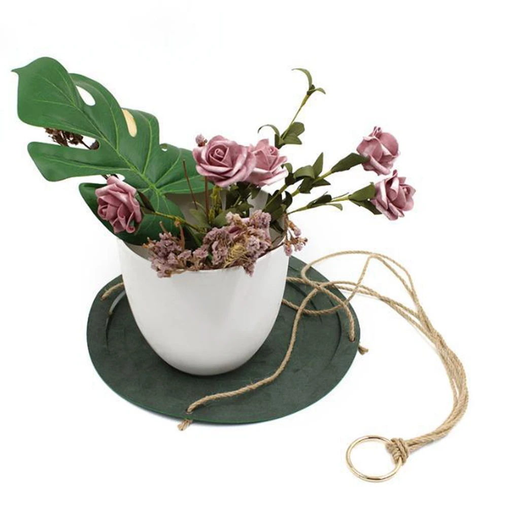 NEW HOT In Stock-Flower Pot Hanging Basket Outdoor Basket Outdoor Plant Rack Pu Leather Wall Mounted Rack Vase Pot Rack Plant Ba