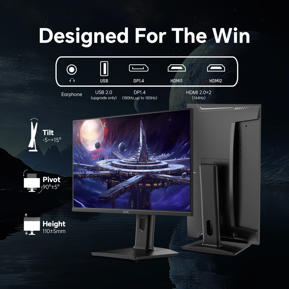 KTC 24 Inch Gaming Monitor 180Hz - 2K 1440P Computer Monitors