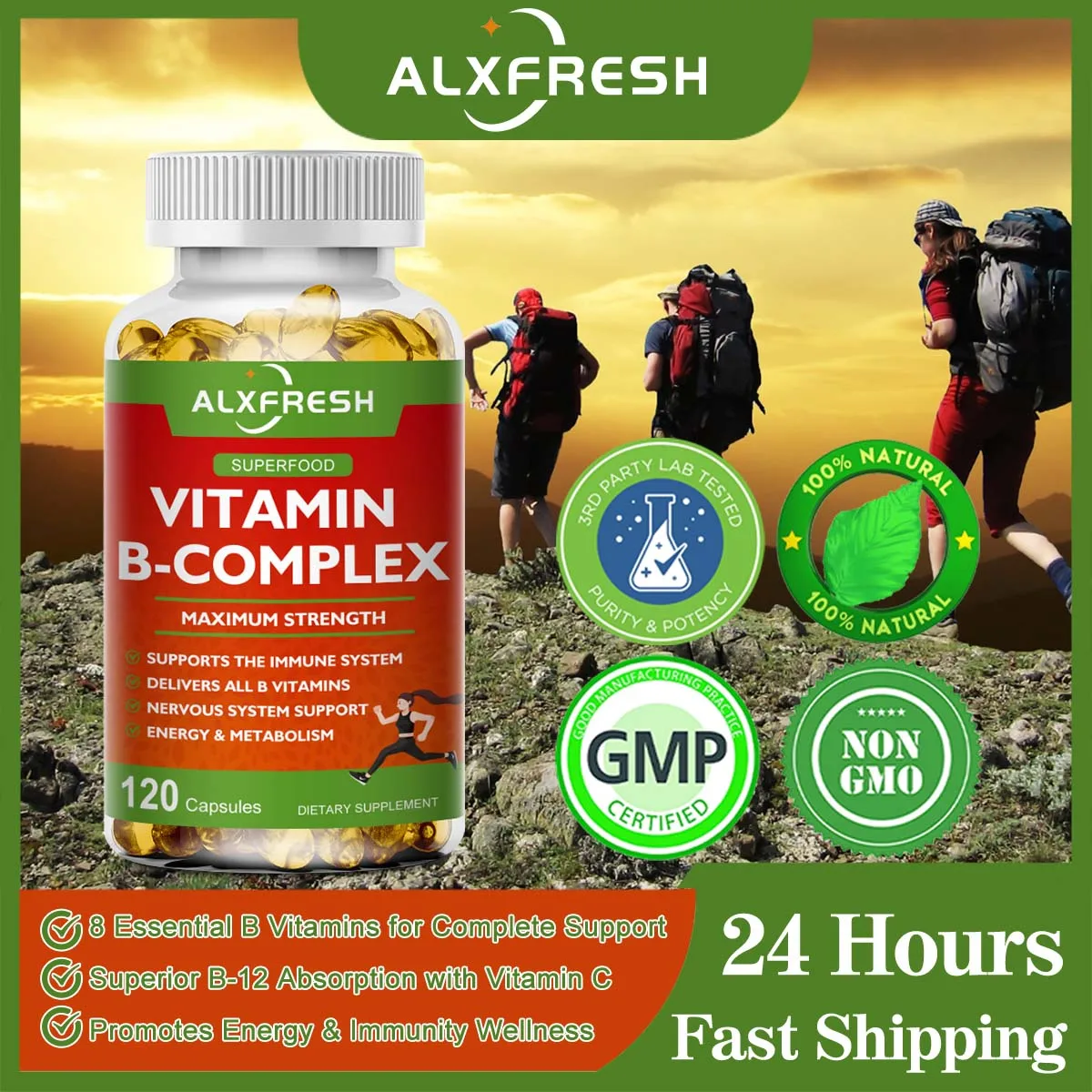 كبسولة alxvresh Multivitabiner B ، مضادة للأكسدة ، إصلاح البشرة ، الصحة والعناية بالطاقة ، مجمع VB ، ملحق يومي