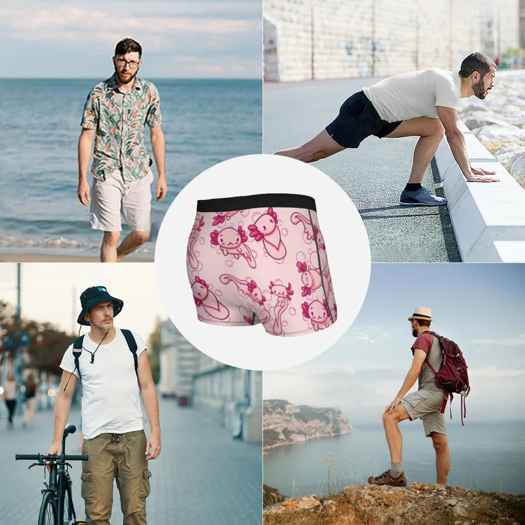 Kawaii Babies Cute Pink PatternAxolotl Underpants Breathbale Panties Male Underwear Comfortable Shorts Boxer