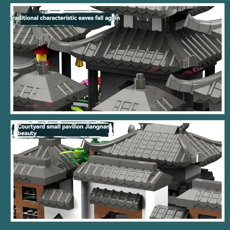 Chic micro Suzhou garden three in one ancient style architecture with high difficulty assembly block toys puzzle birthday gift