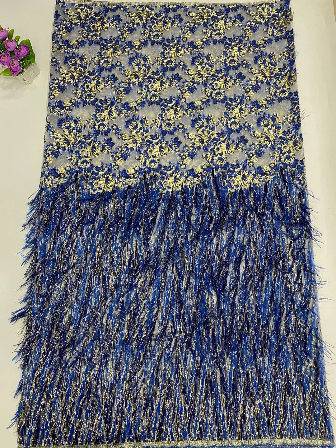 Blue Feather Lace 2022 New Design Jacquard French Nigerian Lace Fabric High Quality Brocade African Lace For Evening LY20109A