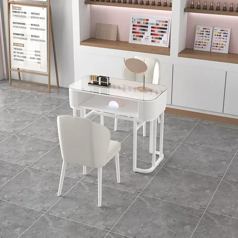 #Tempered Glass Nail Tables Simple Modern Single and Double Manicure Table and Chair Set Japanese Professional Manicure Tables