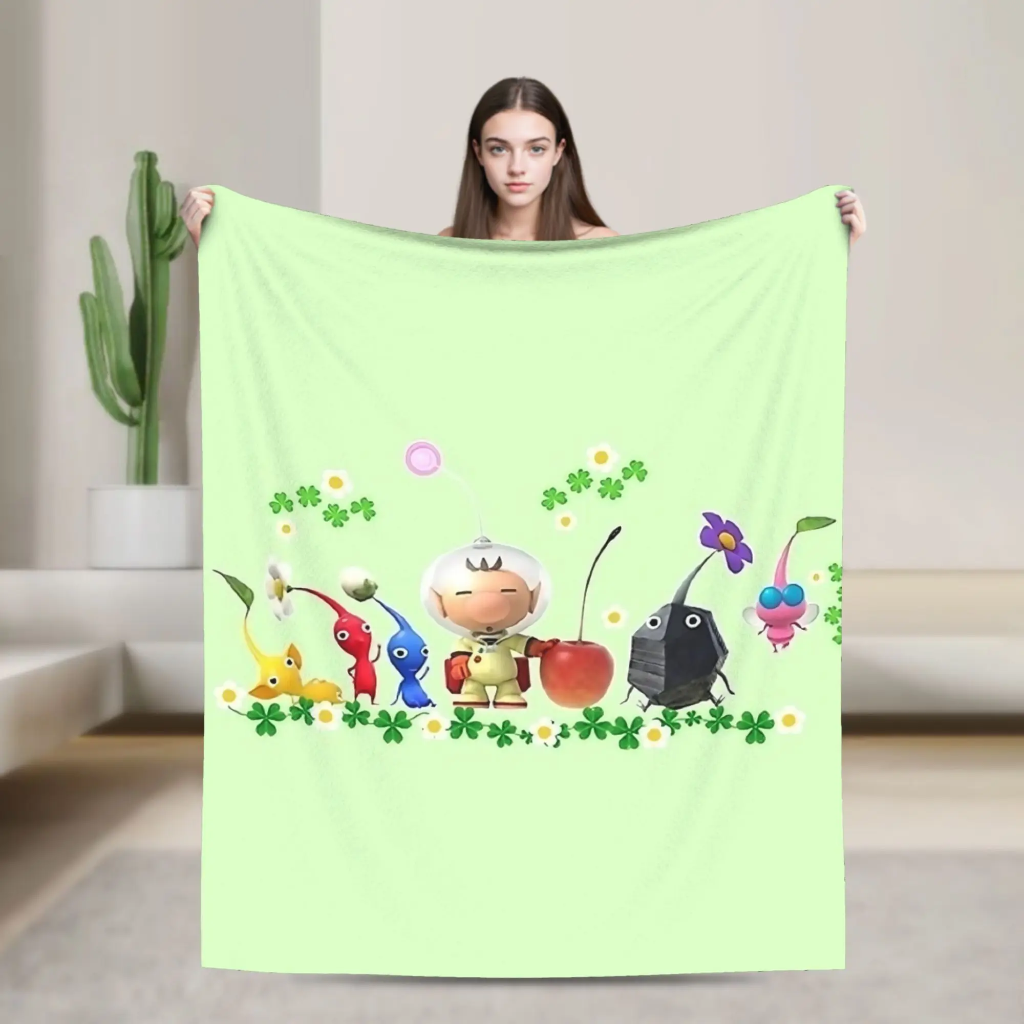 Pikmins Rescue Pup Oatchi Blanket  Fuzzy Funny Soft Throw Blankets for Home Restaurant Summer,