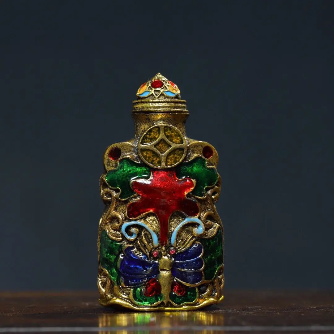 Retro Colorful coin butterfly Snuff Bottle mini bottle ﻿