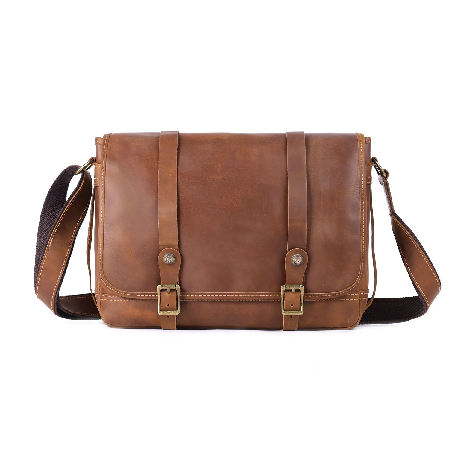 

daily work real crazy horse cowhide men's messenger bag vintage designer handmade genuine leather large capacity shoulder bag