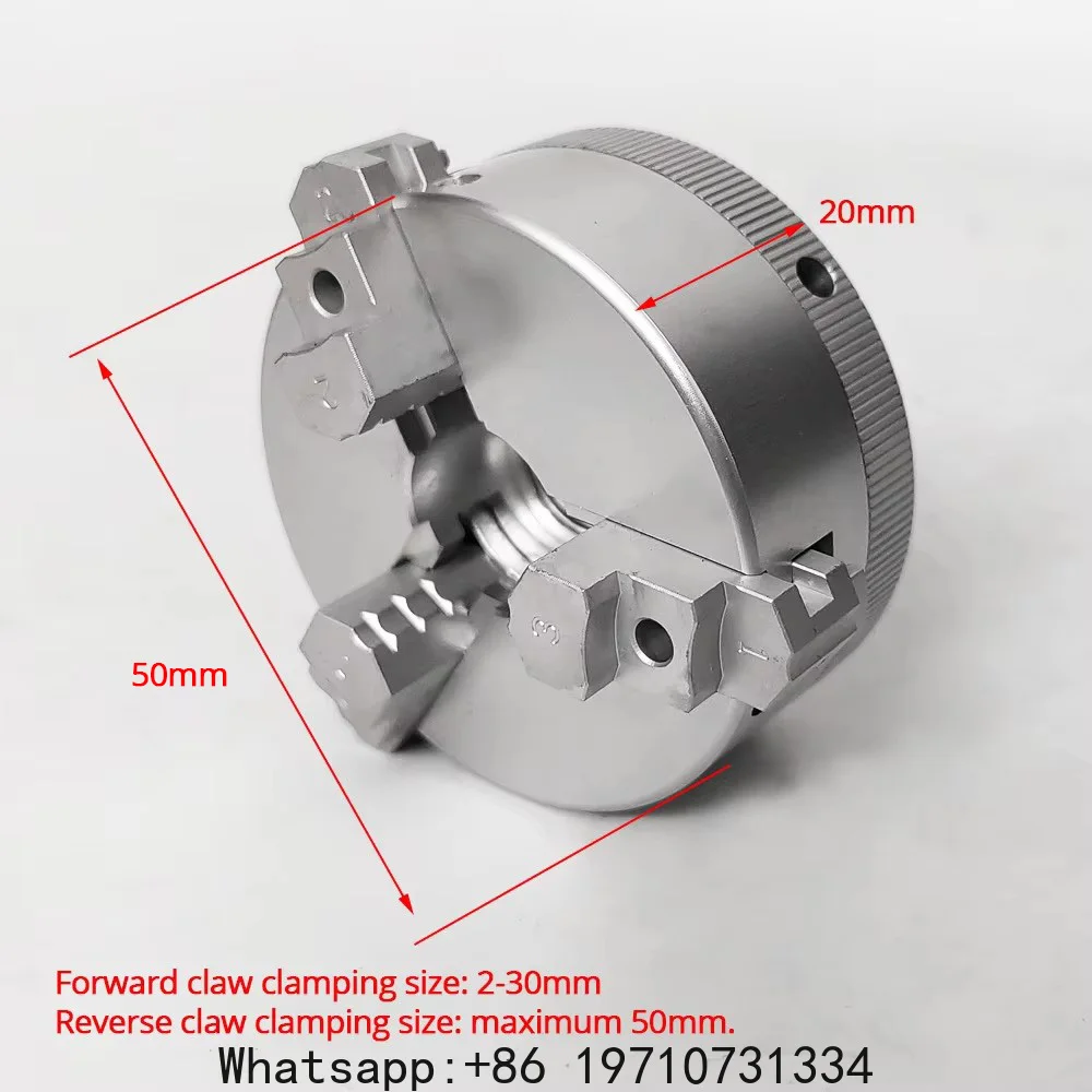 50mm Mini Three Jaw Chuck for Lathe Bench GrinderElectric Drill Aluminum Alloy Self Centering Woodworking Turning Chuck