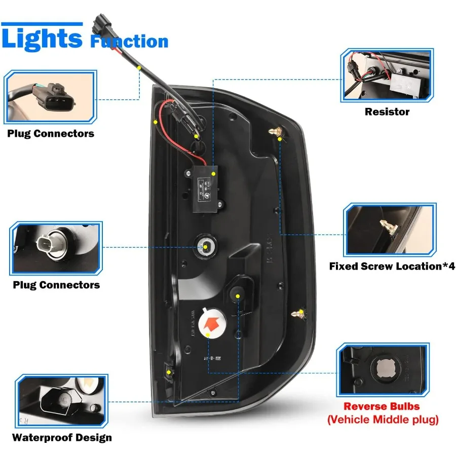 أضواء خلفية LED لشاحنة بيك اب تندرا 20142021 عدسة مدخنة بديلة مجموعة مصابيح خلفية بتصميم حديث ومعزز على شكل حرف V