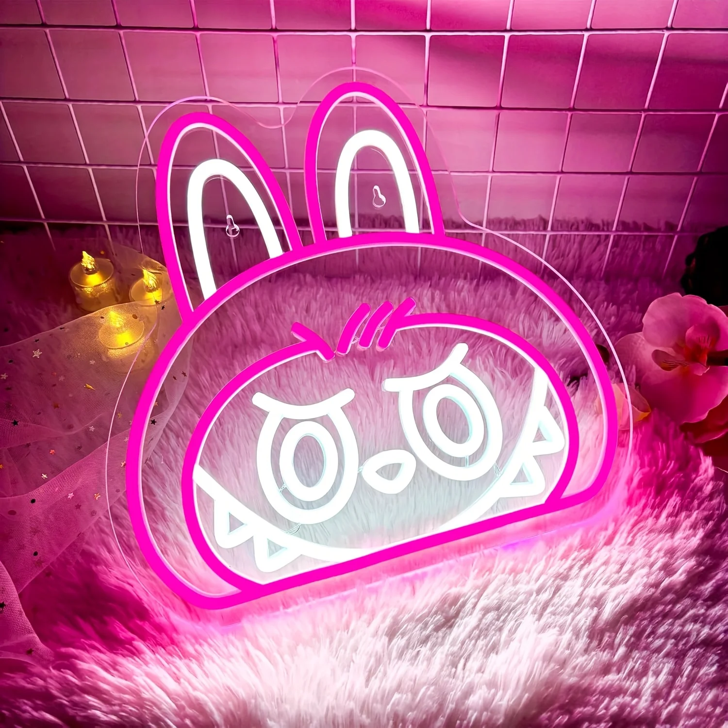 

Cartoon Rabbit Neon Light Sign USB Dimmable LED Neon Sign Wall Decoration for Bedroom Livingroom Gameroom Birthday Party Gifts