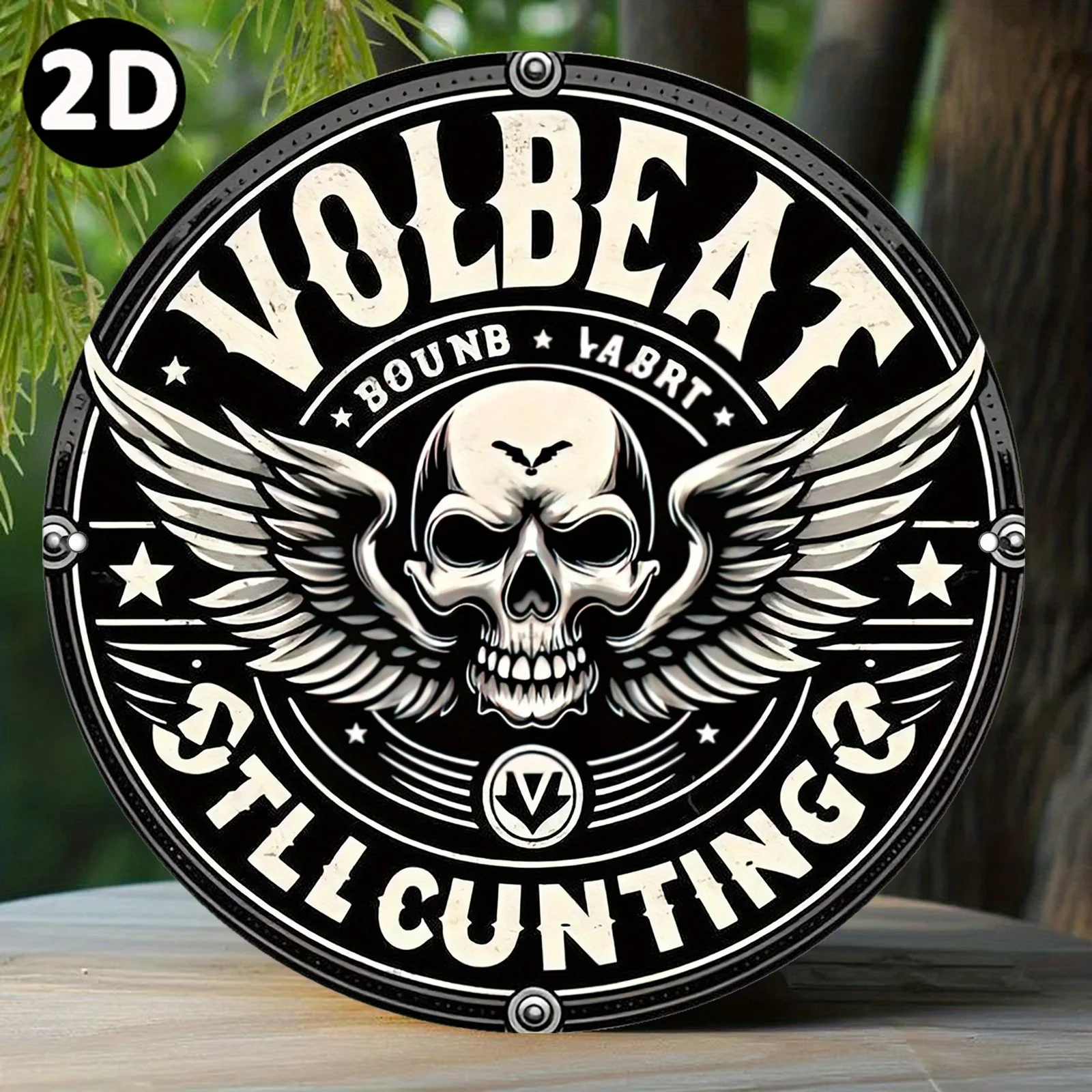 2D Flat, Volbeat Band Official Logo Metal Wall Art - Skull &