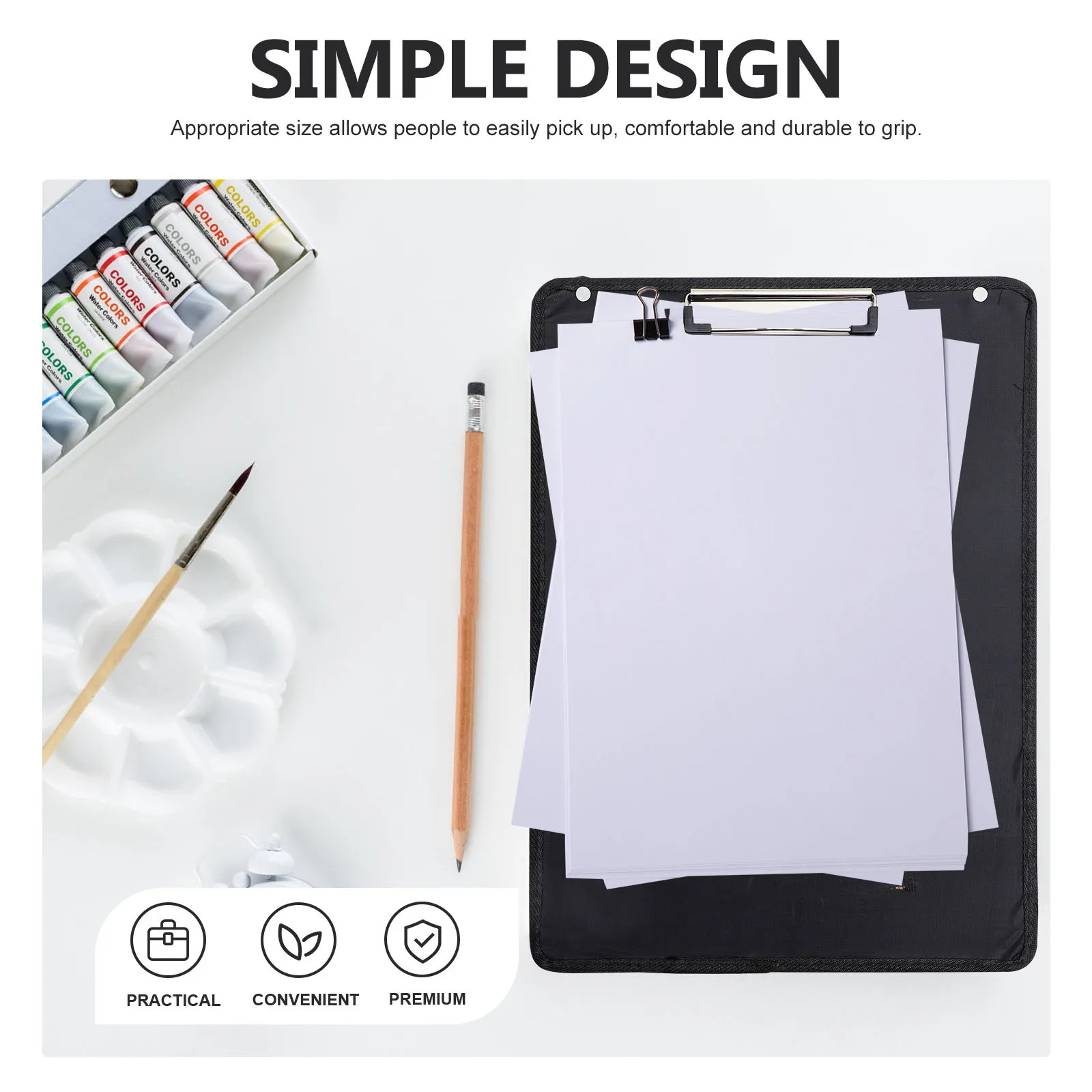 Prancheta portátil para esboço, à prova d'água, clipes de metal, para artistas, estudantes, esboço ao ar livre, escrita, placa de esboço