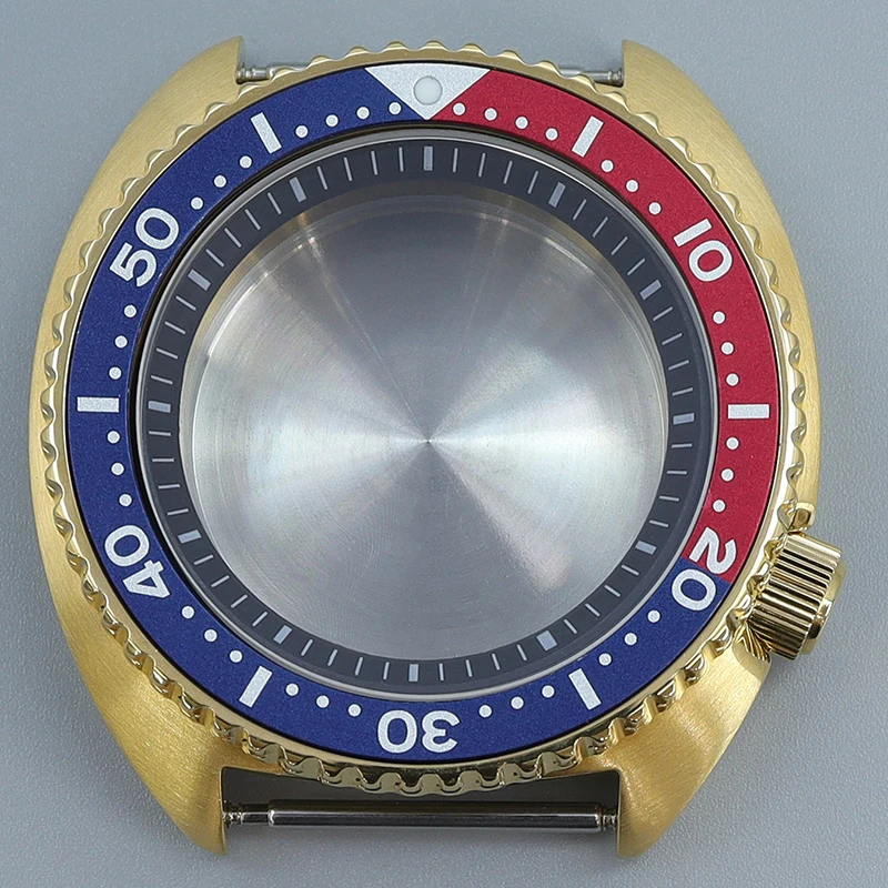 Caja de reloj dorada de 45mm para hombre, anillo de capítulo, piezas Mod de zafiro, abulón grande para tortuga de atún, movimiento Seiko NH35 NH36 NH38, esfera de 28 y 5mm