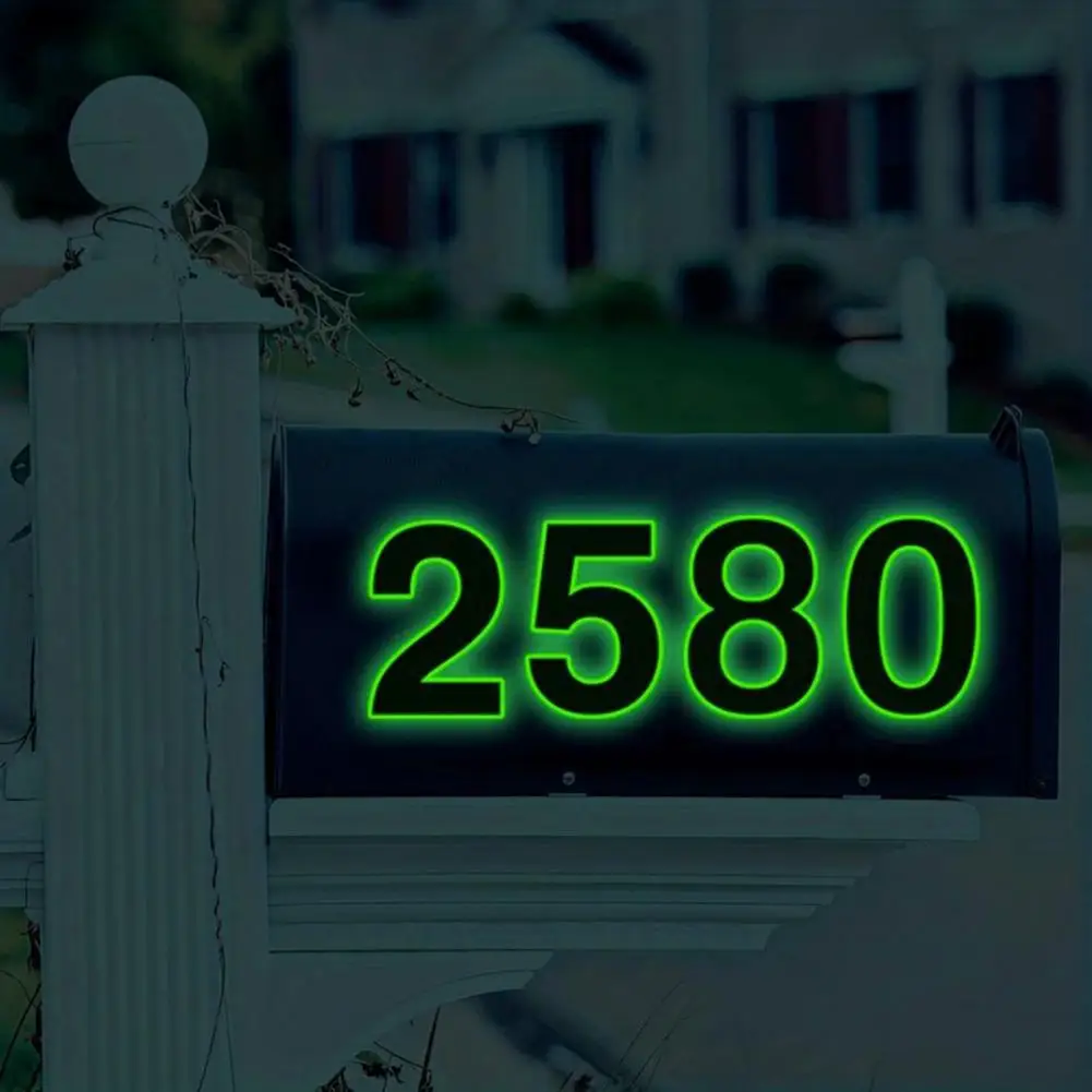 House Number Stickers Night Vision Emergency Guidance Markers Glow Dark Number Stickers Self-adhesive House Numbers for Mailbox