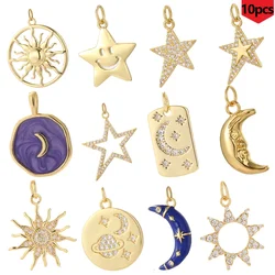 10pcs Cute Bear Moon Pendant Jewelry Production Supplies Bohemian Diy Necklace Earrings Necklace Keychain Resin Charm Wholesale