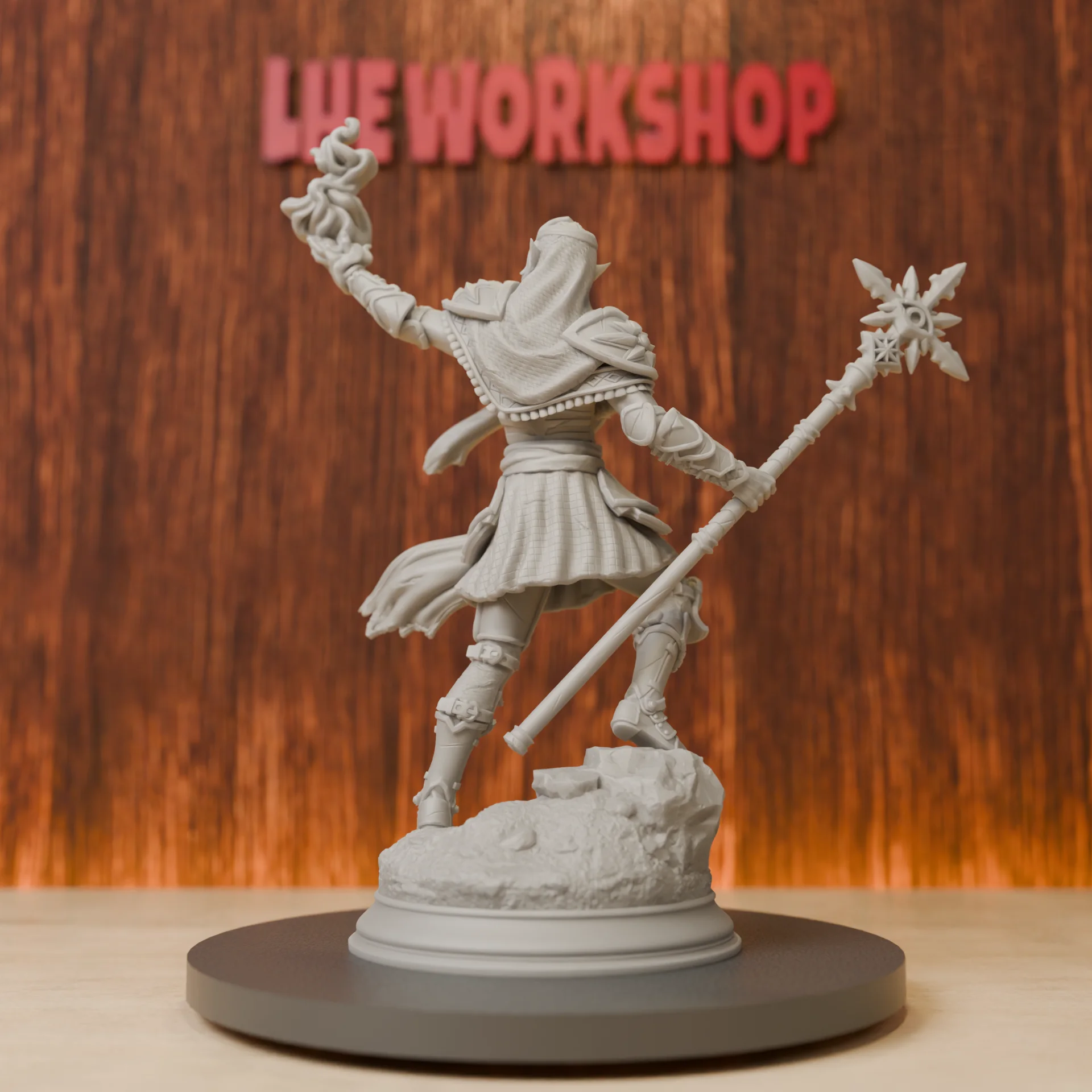 Elf Wizard Miniatures | 28mm-75mm | Resin 3D Printed DND Pathfinder Mini | Unpainted Grey
