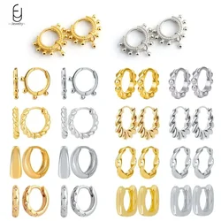 Boucles d'oreilles créoles en argent regardé 925 pour femmes, cercle géométrique, boucles d'oreilles simples, vintage, minuscules perles, bijoux de fête, cadeaux à la mode