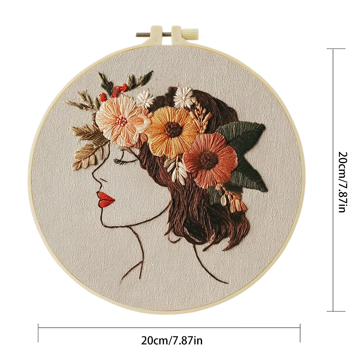 1 Stück 20X20CM/15X15CM 7,87/6,3 Zoll Stickerei-Starter-Kit für Frauen DIY-Kit DIY-Stickerei-Set Handarbeits-Set für Anfänger – Detail 4