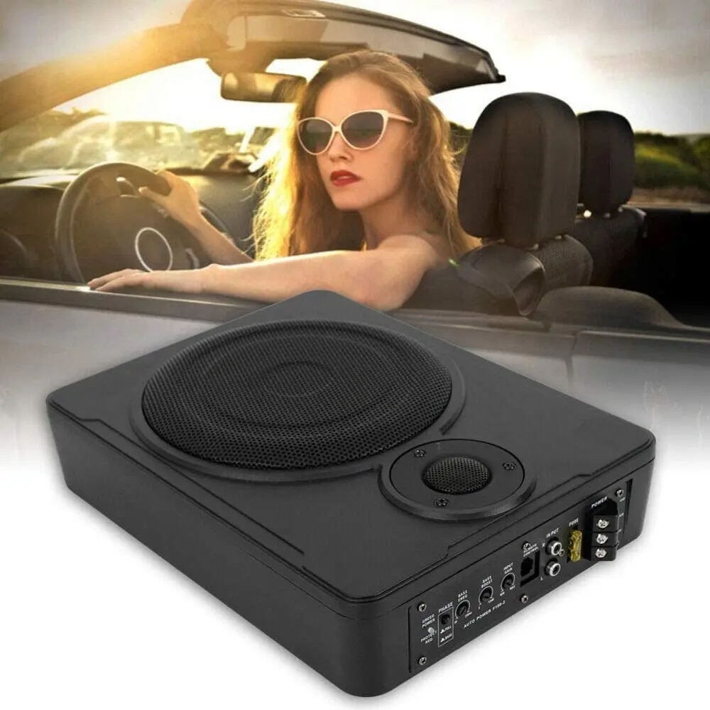 8 Inch 200W 30-100Hz Car Under-Seat Active Subwoofer Power Amplifier Bass Box Car Ultra Slim Subwoofer Car Stereo Audio Speaker