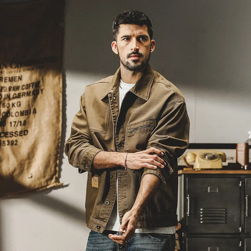 Vintage tooling jacket men's trendy brand loose tough guy hunting jacket men's top