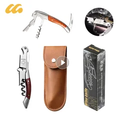 Wine Opener Stainless Steel Multi-function Bottle Opener Foil Cutter Leather Case Cork Remover Air Pressure Bottle Opener Tool