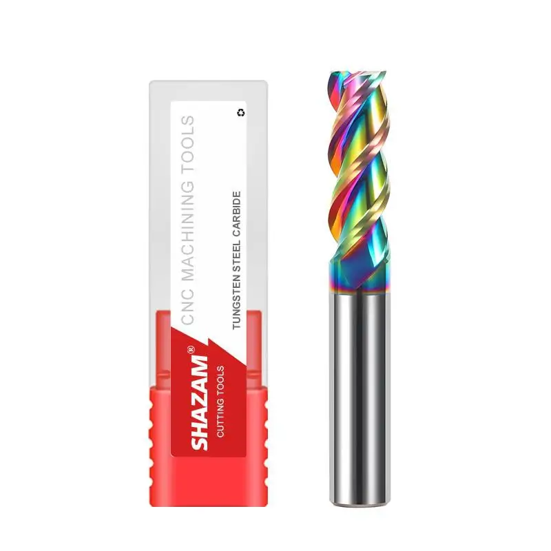 Shazam 1,0-20,0mm cnc maschinen bearbeitung fräser hrc50/55/65 3-flöten-Hartmetall-Flachfräser für die Bearbeitung von Aluminium teilen