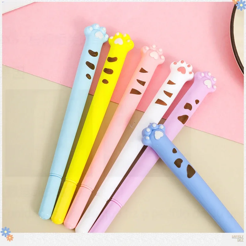 24 Pcs Colorful Soft Glue Cat Claw Neutral Pens - Korean Stationery Office Supplies