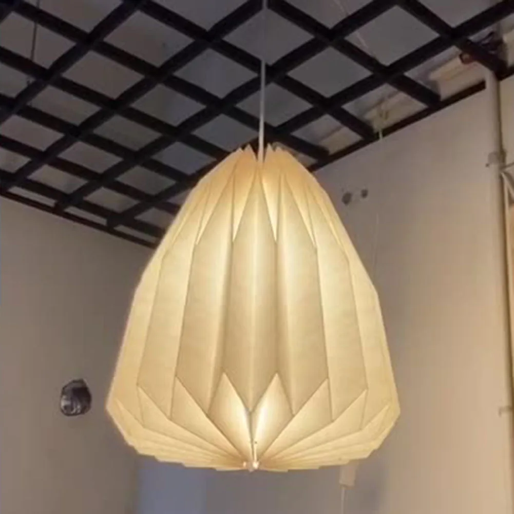 Origami Ceiling Lampshade Nordic Style Paper Lantern Shade Creative Folding Pendant Light Shade for Living Room Decor