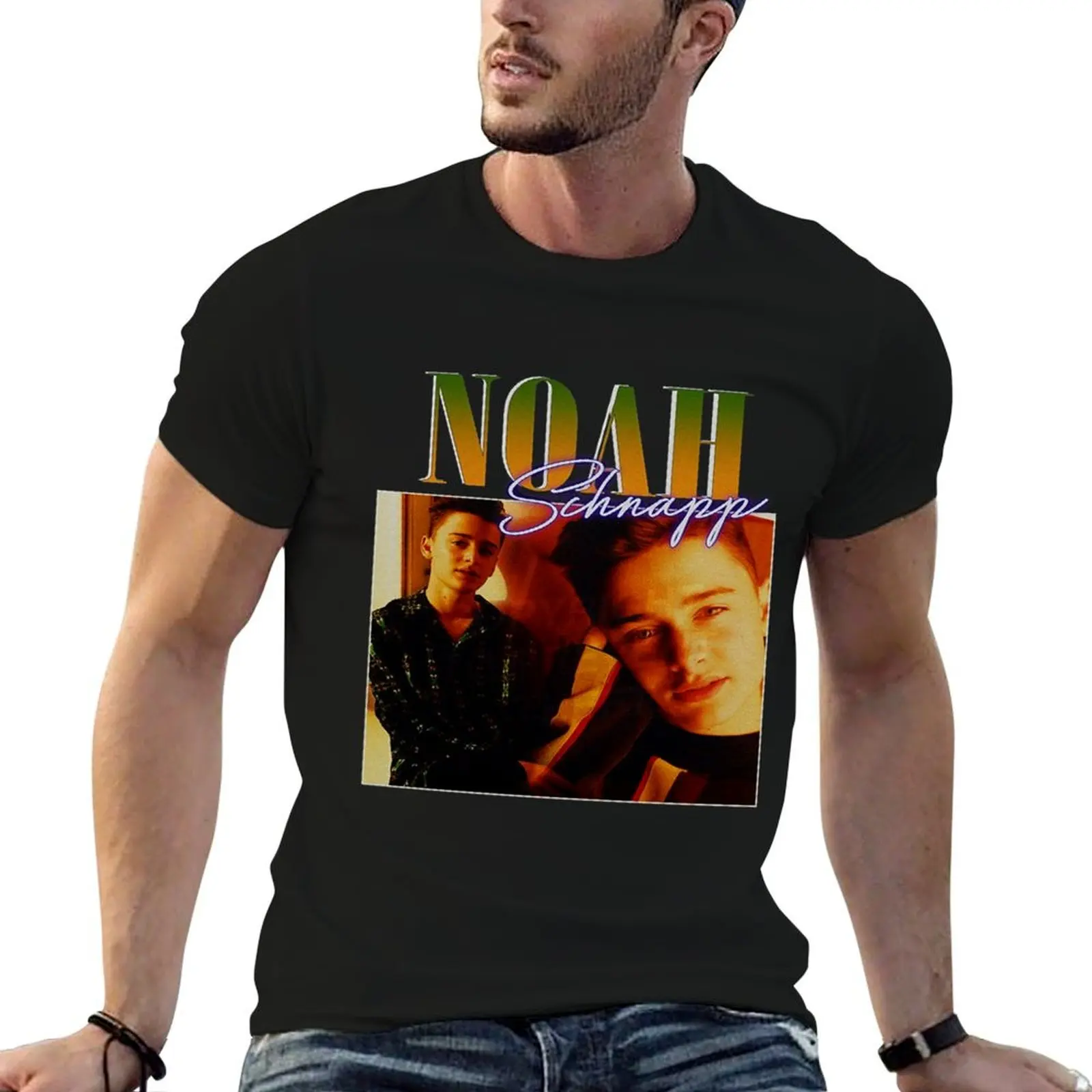 

Noah Schnapp 90s Vintage Black T-Shirt-4500 T-Shirt man t shirt graphic man t shirts high quality luxury brand T-Shirt