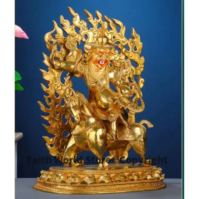 Asia Buddhism good gold gilding Buddha brass statue HOME family effective protection Tibetan JU SHI JIN GANG Dharma protector