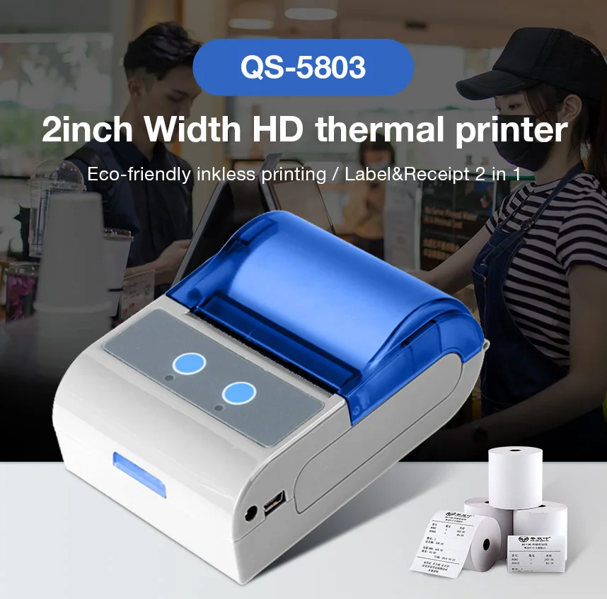 Mini Bluetooth Printer Thermal Portable Receipt Ticket Machine For Mobile Android iOS Phones Windows