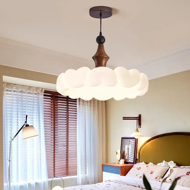 Candelabro de dormitorio Nanyang Wind, dormitorio principal de viento crema medieval, lámparas de habitación de princesa, protección ocular de espectro completo