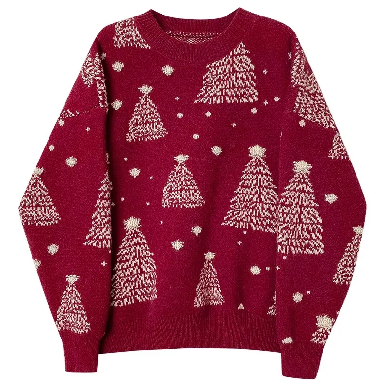 عيد الميلاد الأخضر محبوك سترة للنساء شتاء جديد الكورية نمط كسول نمط كم طويل بلوفر عالي الجودة بلايز فضفاضة غير رسمية #2