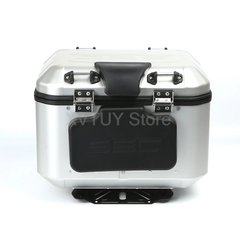 Motorcycle Helmet Box 45L Aluminum Alloy Tail Top Universal Trunk Scooter  Lockable Tool Box Luggage Storage Rear Tour Cases