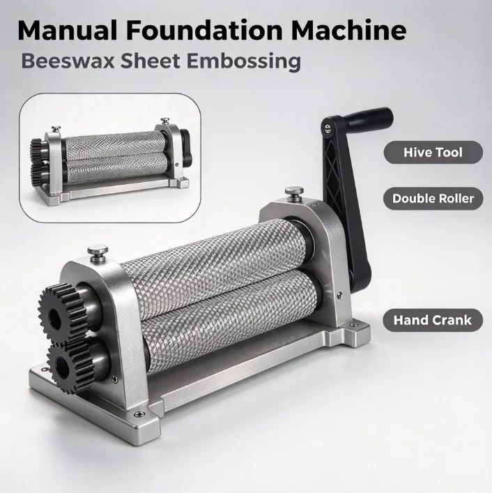 Manual Beeswax Foundation Machine Italian Bee Hive Embossing Equipment Beekeeping Tool Wax Press Flattening Cell Pattern Maker