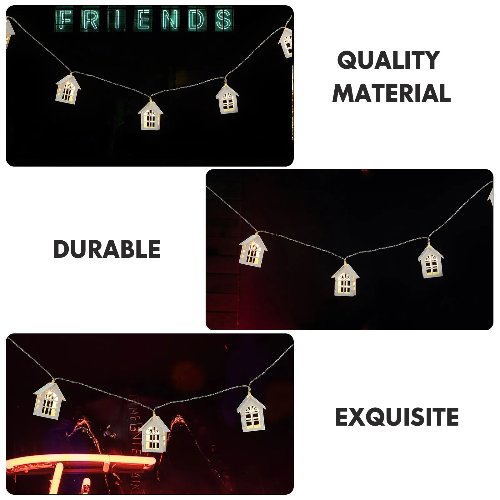 1 قطعة سلسلة مصابيح منزلية خشبية مصباح ليد للأطفال في الأماكن المغلقة غرفة نوم في الهواء الطلق حديقة أجواء أضواء الزخرفية سلسلة مصابيح منزل خشبي