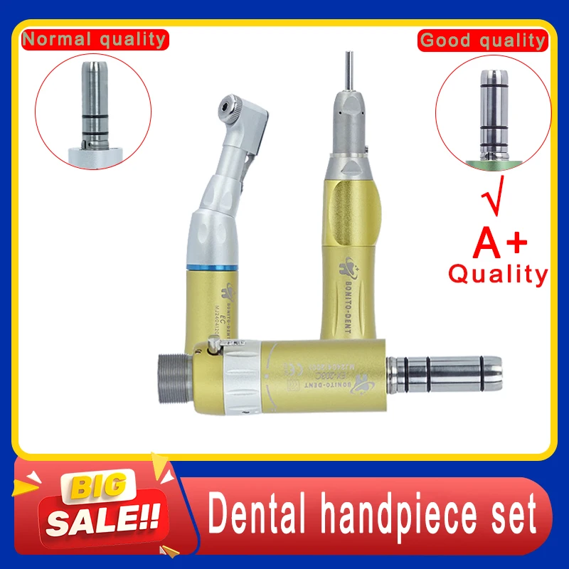 Dental Low Speed Handpiece 1:1 Contra Angle RA 2.35mm Air Motor 4 Holes Straight Nosecone Outer Water Spray