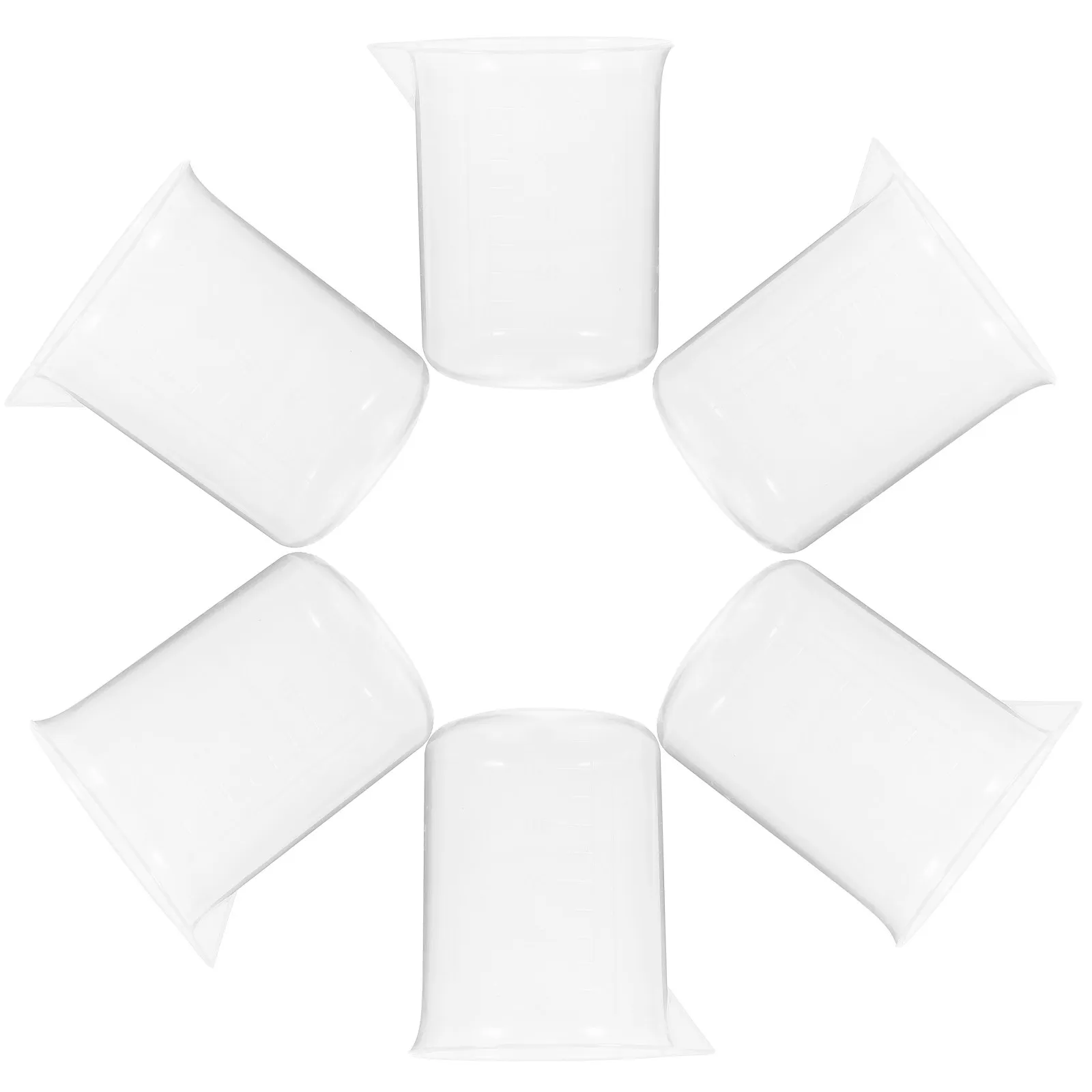 6Pcs 100Ml Thick Wall PP Plastic Measuring Beakers Graduated Scale Precision Reading Acid Alkali Heat Resistant Liquid Storage
