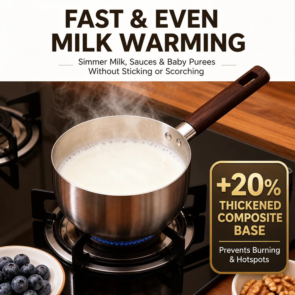 Milk Pot Titanium‑Shield Non‑Stick Saucepan, Deepened Small Cooking Pot for Baby Food, Compatible with Gas & Induction Cooktop - view 3
