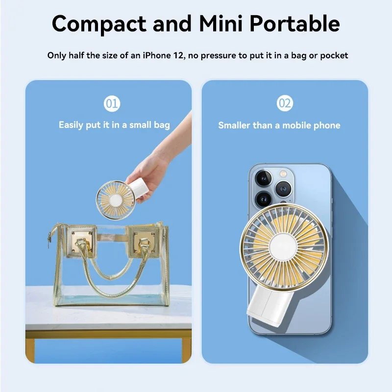 

Новый портативный складной маленький вентилятор емкостью 3600 мАч с функцией подвешивания на шею, портативный настольный мини-вентилятор USB, летний воздухоохладитель, новинка 2025 г.