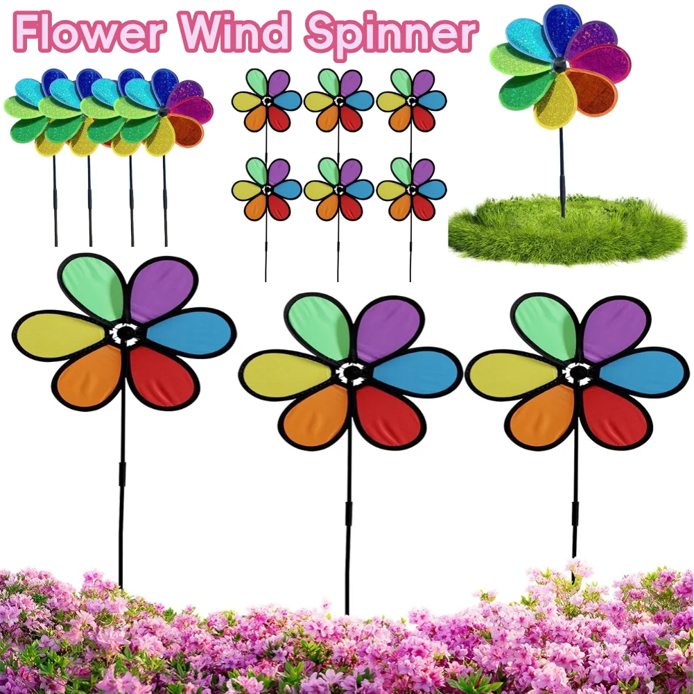 1-5PCS Windmühle Wind Spinner Windmühle Neue Bunte Regenbogen Dazy Blume Spinner Bunte Nette Geschenke Garten Hof Im Freien decor