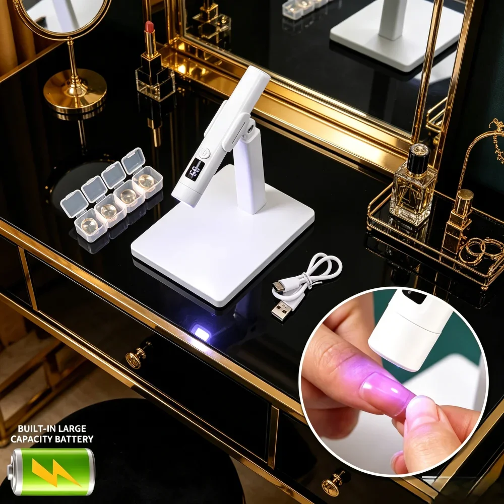 

Professional Rechargeable UV LED Nail Lamp, Portable Mini Nail Dryer with Digital Display, Removable Desktop Stand for Nail Art
